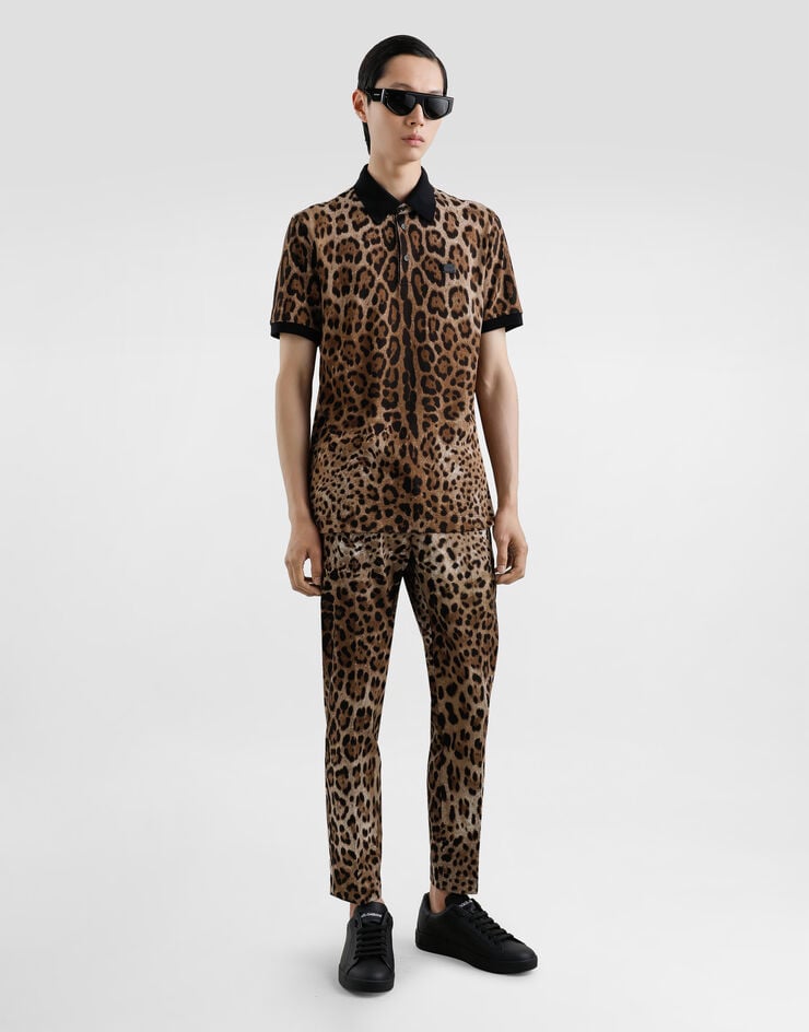 Dolce & Gabbana Polo de algodón con estampado de leopardo Rebajas top