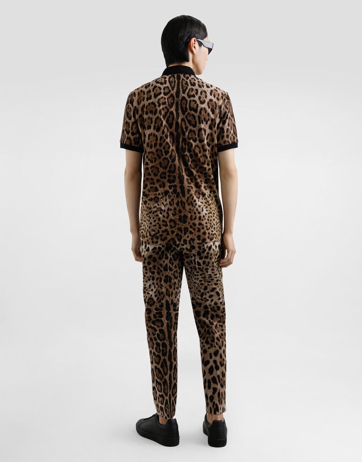 Dolce & Gabbana Polo de algodón con estampado de leopardo Rebajas top