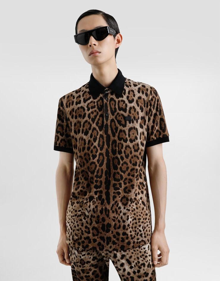 Dolce & Gabbana Polo de algodón con estampado de leopardo Rebajas top