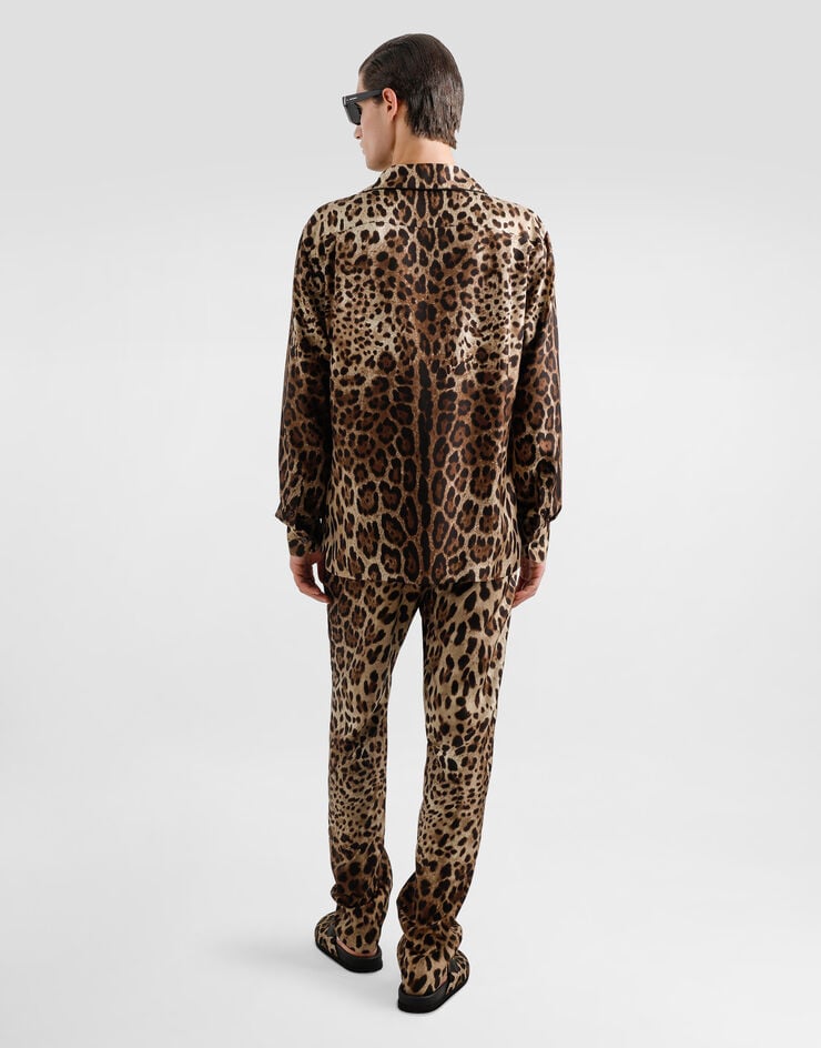 Dolce & Gabbana Camisa vanity de seda con estampado Leopardo Últimos 3 días
