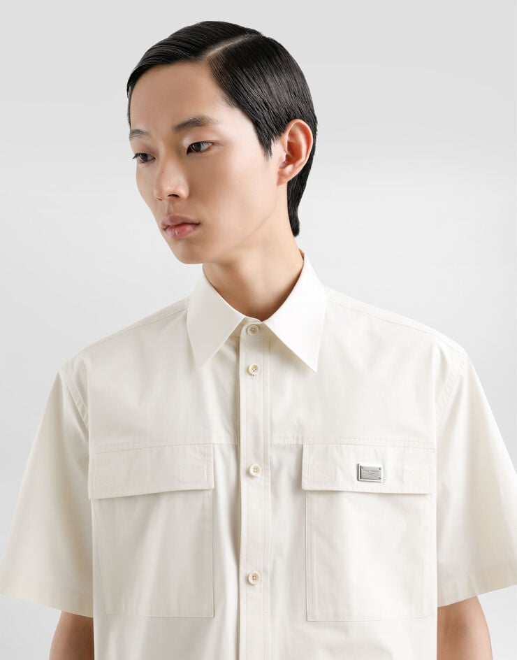 Dolce & Gabbana Camisa de popelina con placa Oferta especial de fábrica