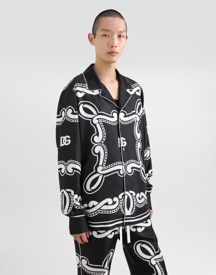 Dolce & Gabbana Camisa vanity de seda con estampado Bandana Superdescuento