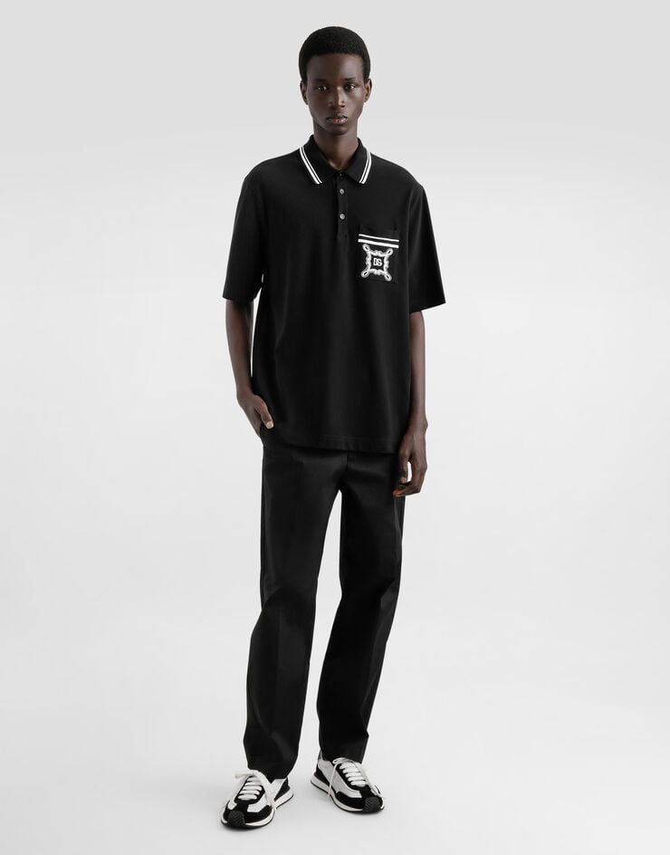 Dolce & Gabbana Polo de algodón con detalles de estampado Bandana Liquidación
