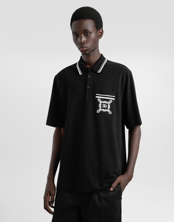 Dolce & Gabbana Polo de algodón con detalles de estampado Bandana Liquidación