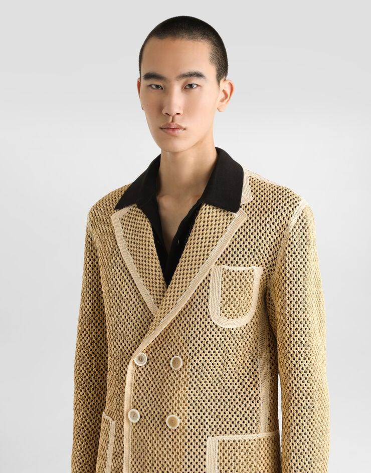 Dolce & Gabbana Chaqueta de botonadura doble de rejilla de rafia Tienda de fábrica