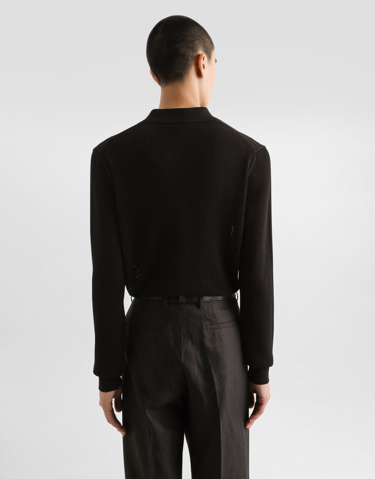 Dolce & Gabbana Camisa de manga larga de punto de algodón acanalado calado Limitado a 3 días