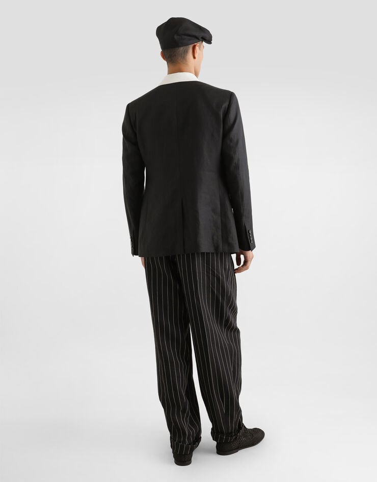 Dolce & Gabbana Pantalones de mezcla de lino con doble pinza y raya diplomática Descuentos del mes