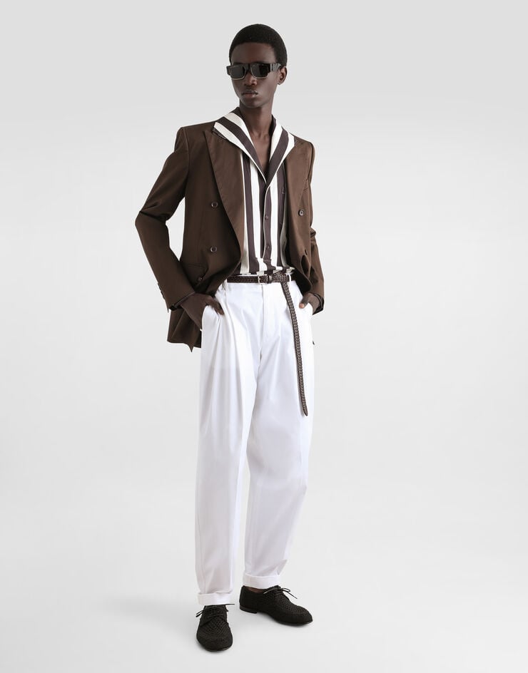 Dolce & Gabbana Camisa con tres botones y manga larga de dril de algodón con estampado raya Ofertas de temporada