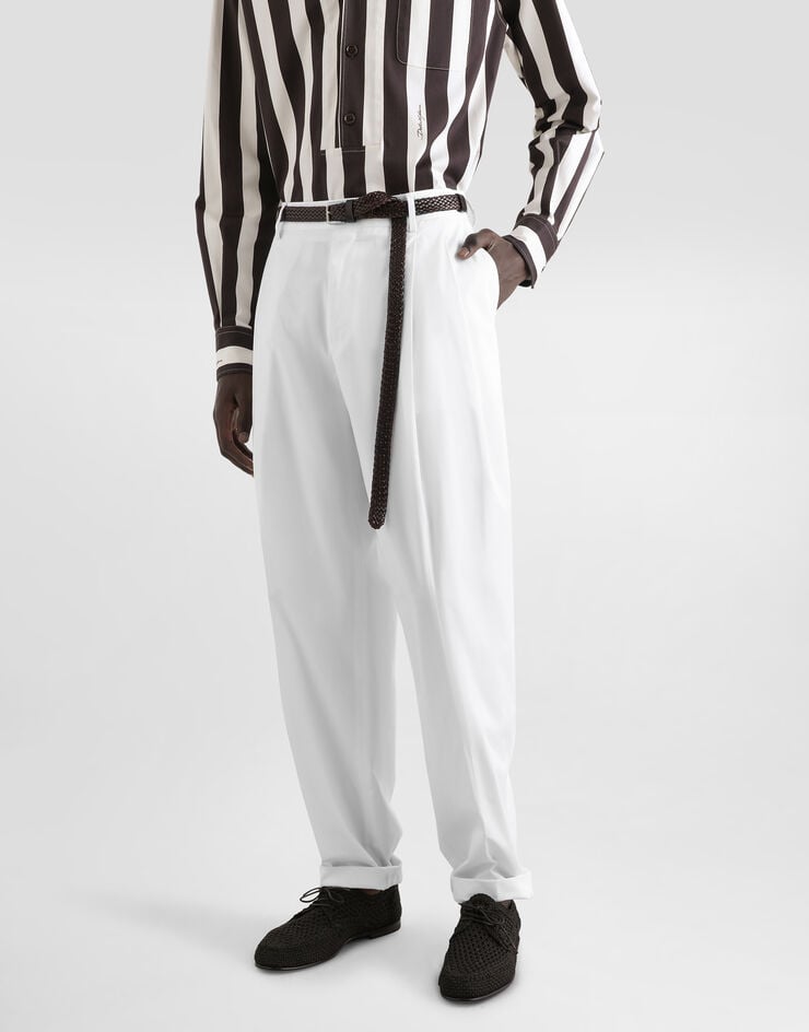 Dolce & Gabbana Pantalones de gabardina de algodón con doble pinza Ofertas especiales