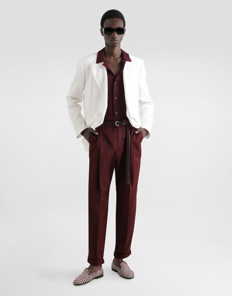 Dolce & Gabbana Pantalones de gabardina de algodón con doble pinza Outlet