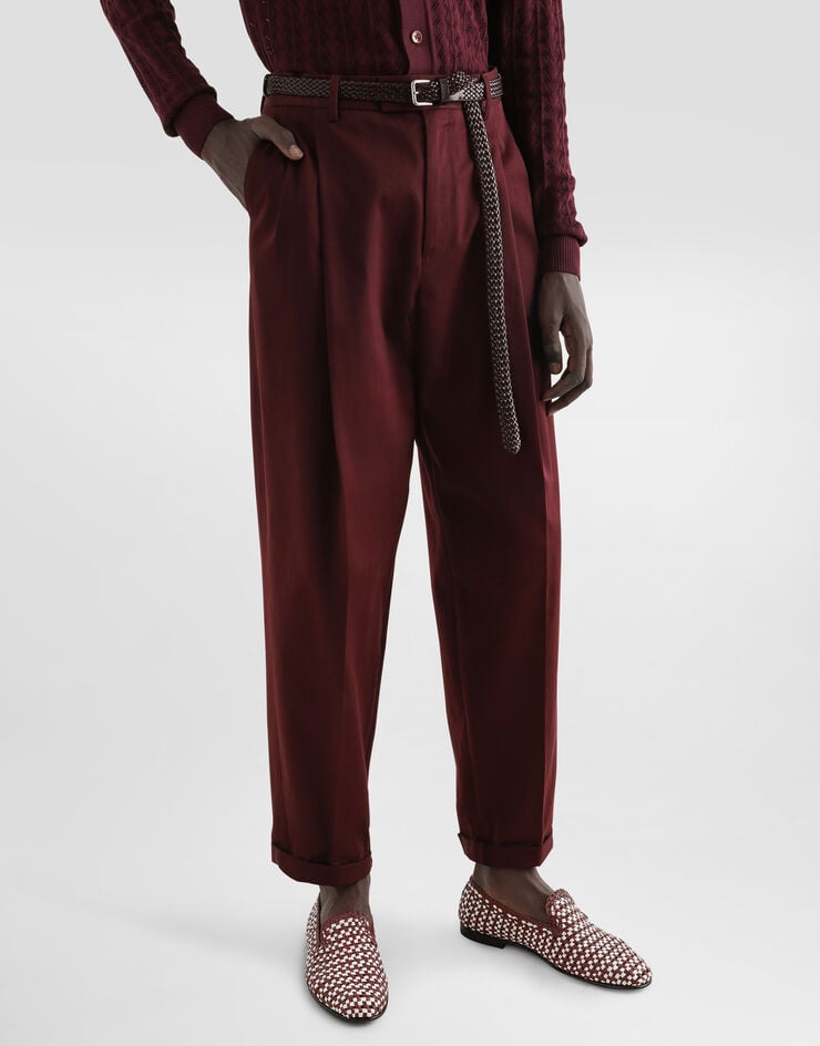 Dolce & Gabbana Pantalones de gabardina de algodón con doble pinza Outlet