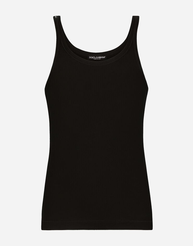 Dolce & Gabbana Camiseta sin mangas de algodón acanalado lavado