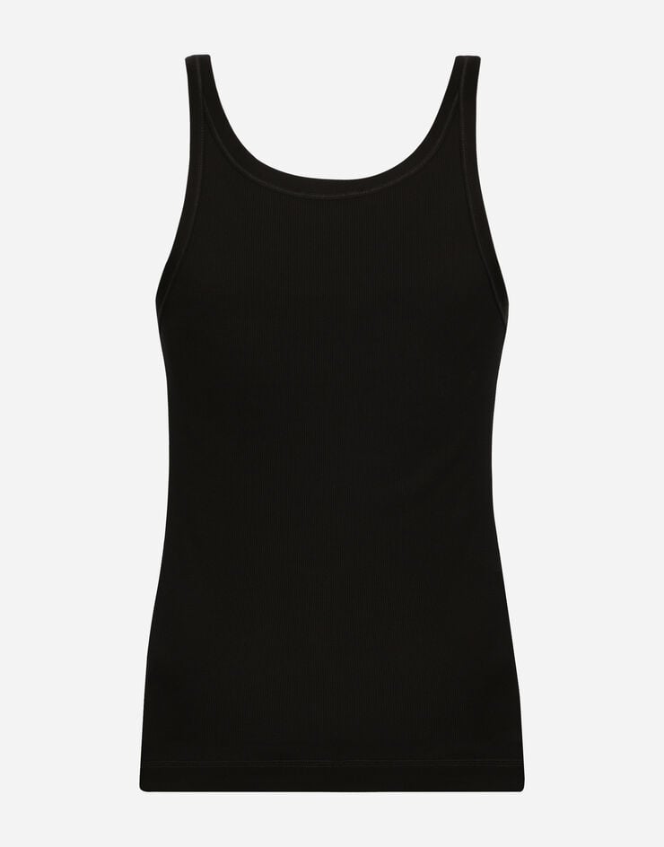 Dolce & Gabbana Camiseta sin mangas de algodón acanalado lavado Rebajas de fábrica