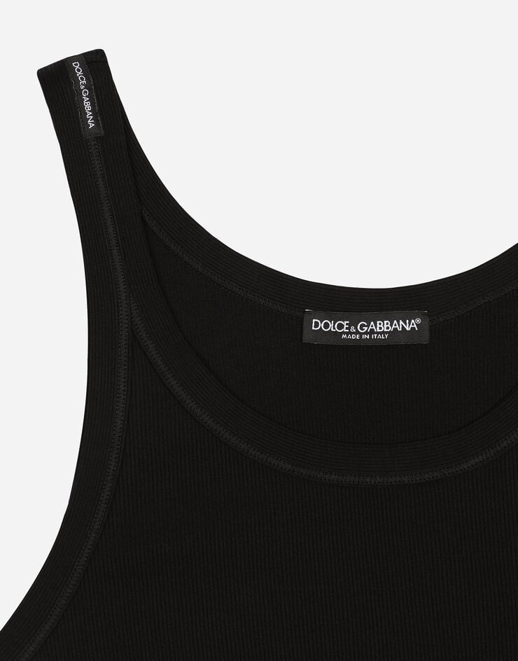 Dolce & Gabbana Camiseta sin mangas de algodón acanalado lavado Rebajas de fábrica