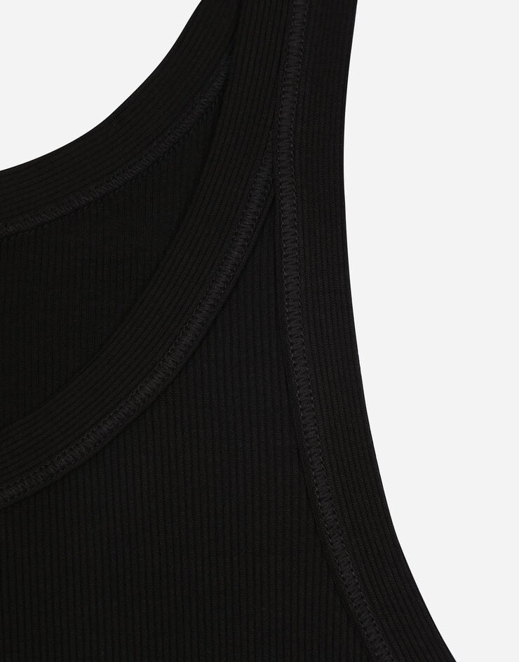 Dolce & Gabbana Camiseta sin mangas de algodón acanalado lavado Rebajas de fábrica