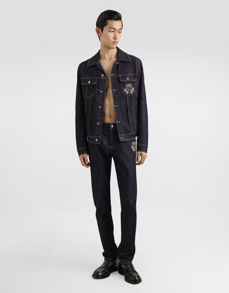 Dolce & Gabbana Vaqueros skinny de algodón elástico con parche Tienda