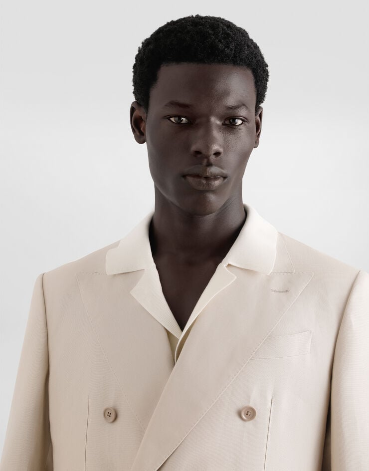 Dolce & Gabbana Chaqueta de botonadura doble de tela de lino Últimos 3 días