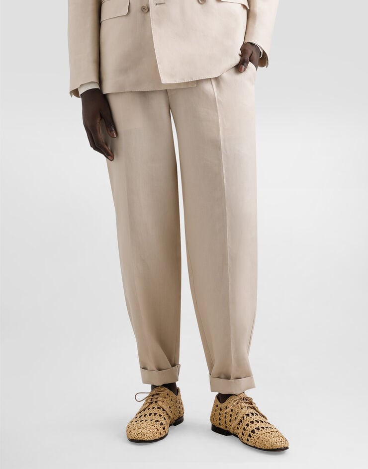 Dolce & Gabbana Pantalones de tela de lino con dobladillo COMPRAR AHORA