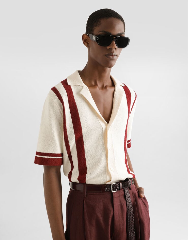 Dolce & Gabbana Camisa polo de punto de algodón intarsia a raya ÚLTIMAS EDICIONES