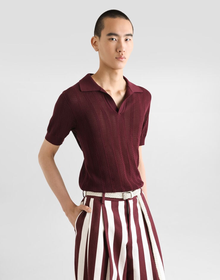 Dolce & Gabbana Jersey polo de manga corta de algodón calado Último día