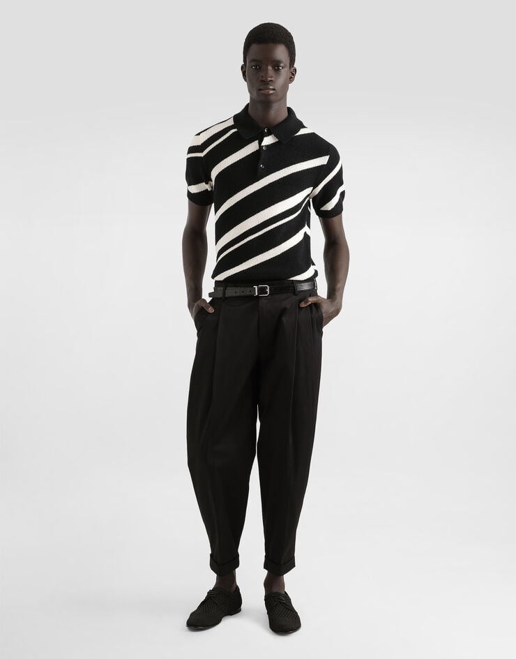 Dolce & Gabbana Jersey polo de algodón de manga corta con intarsia a rayas Promoción por tiempo limitado