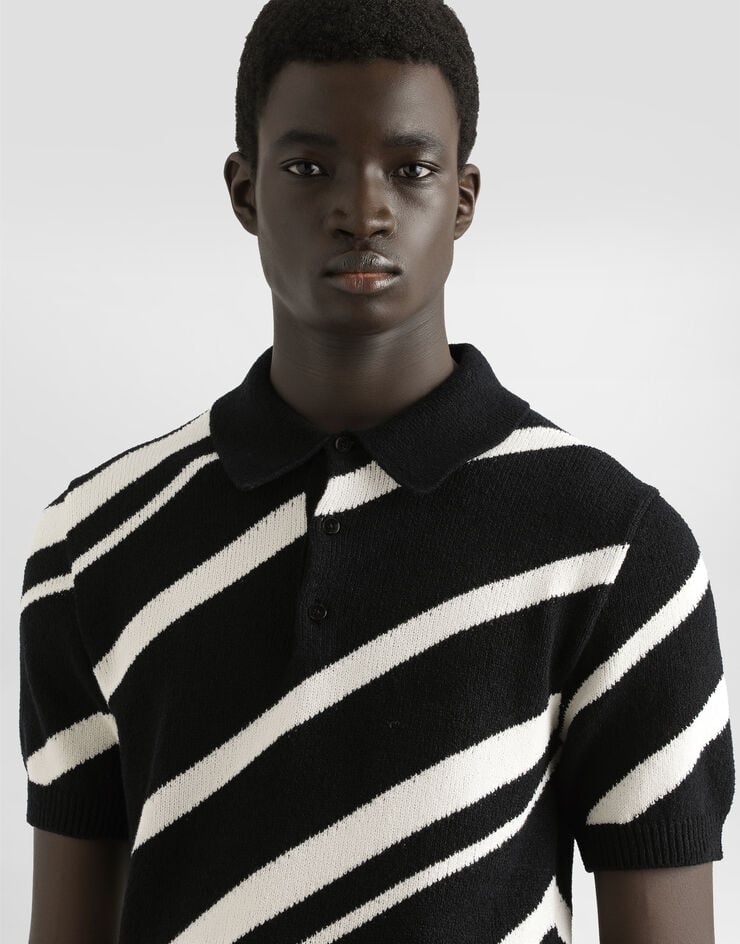 Dolce & Gabbana Jersey polo de algodón de manga corta con intarsia a rayas Promoción por tiempo limitado