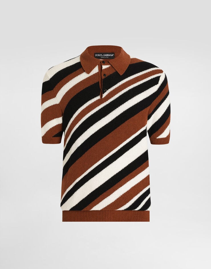 Dolce & Gabbana Jersey polo de algodón de manga corta con intarsia a rayas