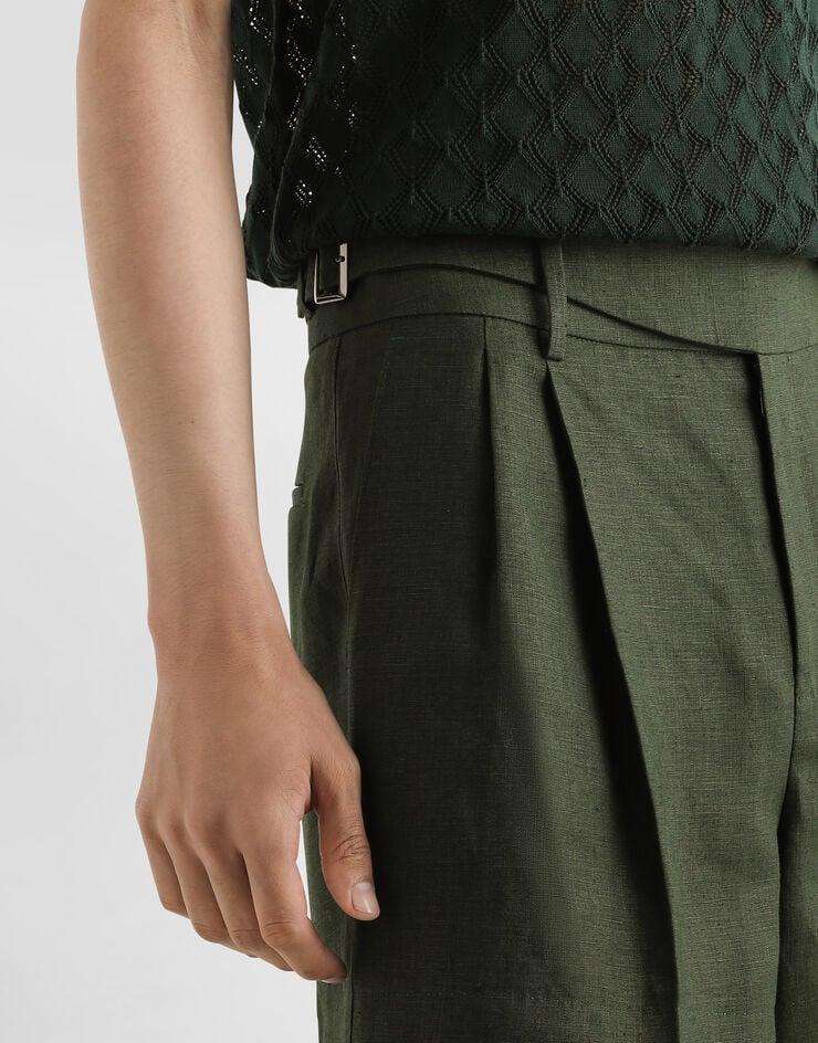 Dolce & Gabbana Bermudas de tela de lino con doble pinza Superdescuento