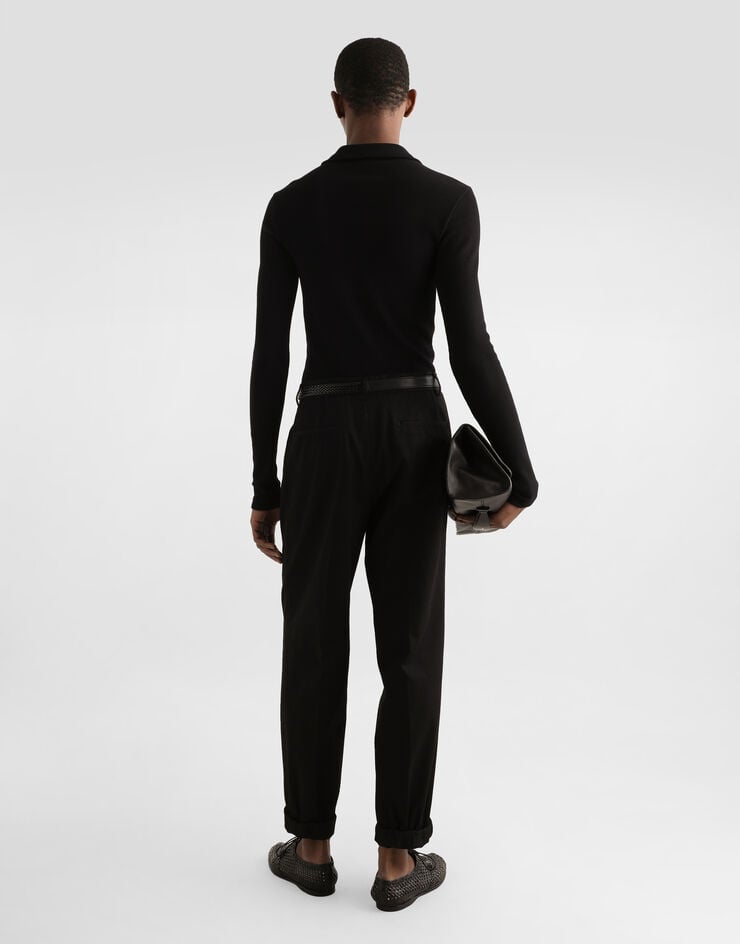 Dolce & Gabbana Polo de manga larga de punto de interlock con cordones Precios de Black Friday