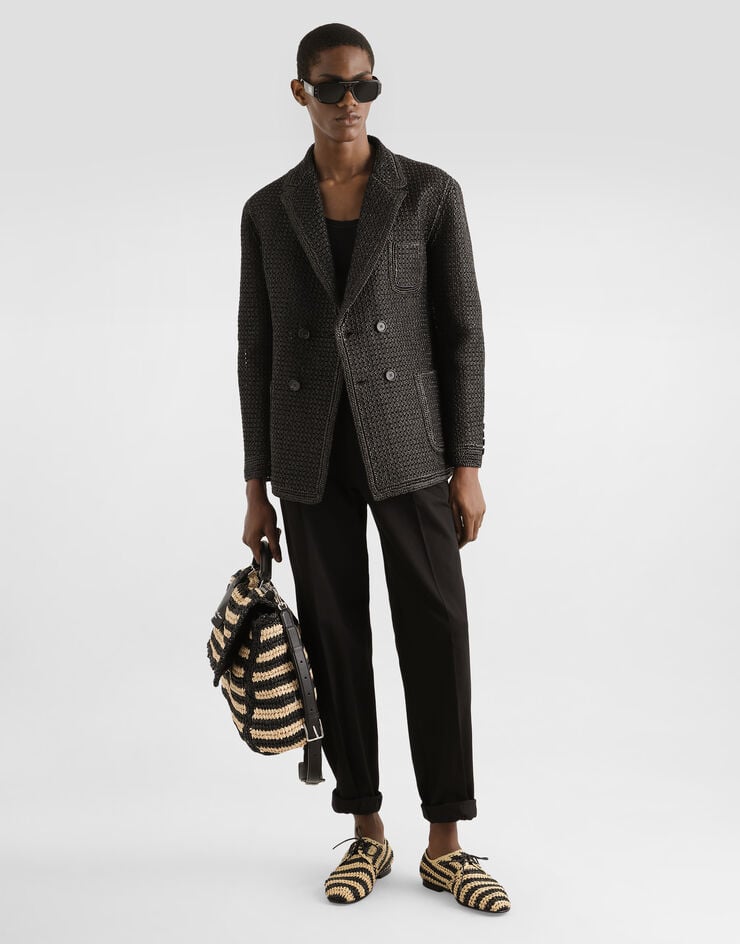 Dolce & Gabbana Chaqueta de botonadura doble de rejilla de rafia En oferta