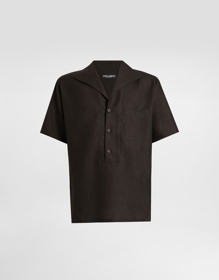 Dolce & Gabbana Camisa con tres botones y manga corta de lino