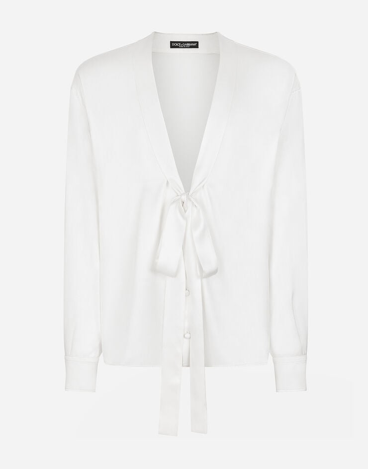 Dolce & Gabbana Camisa de seda con detalle de lazada