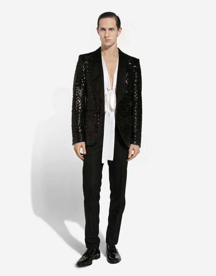 Dolce & Gabbana Camisa de seda con detalle de lazada Descuentos del mes