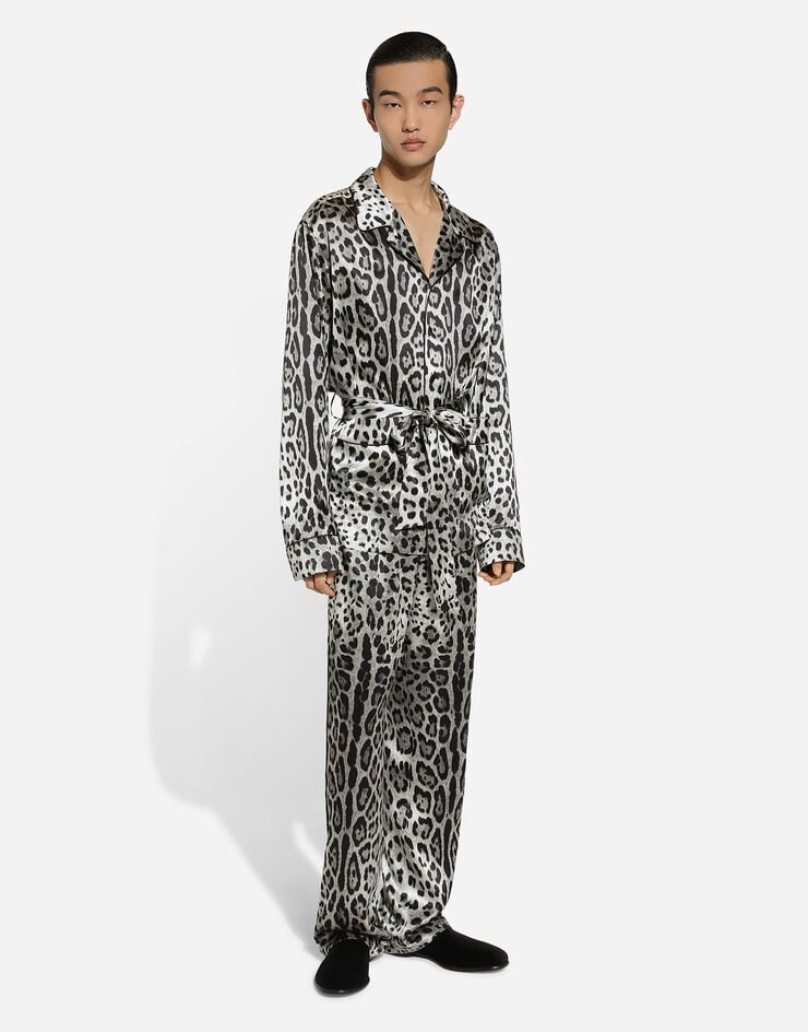 Dolce & Gabbana Batín de raso con estampado de leopardo Descuento por venta flash