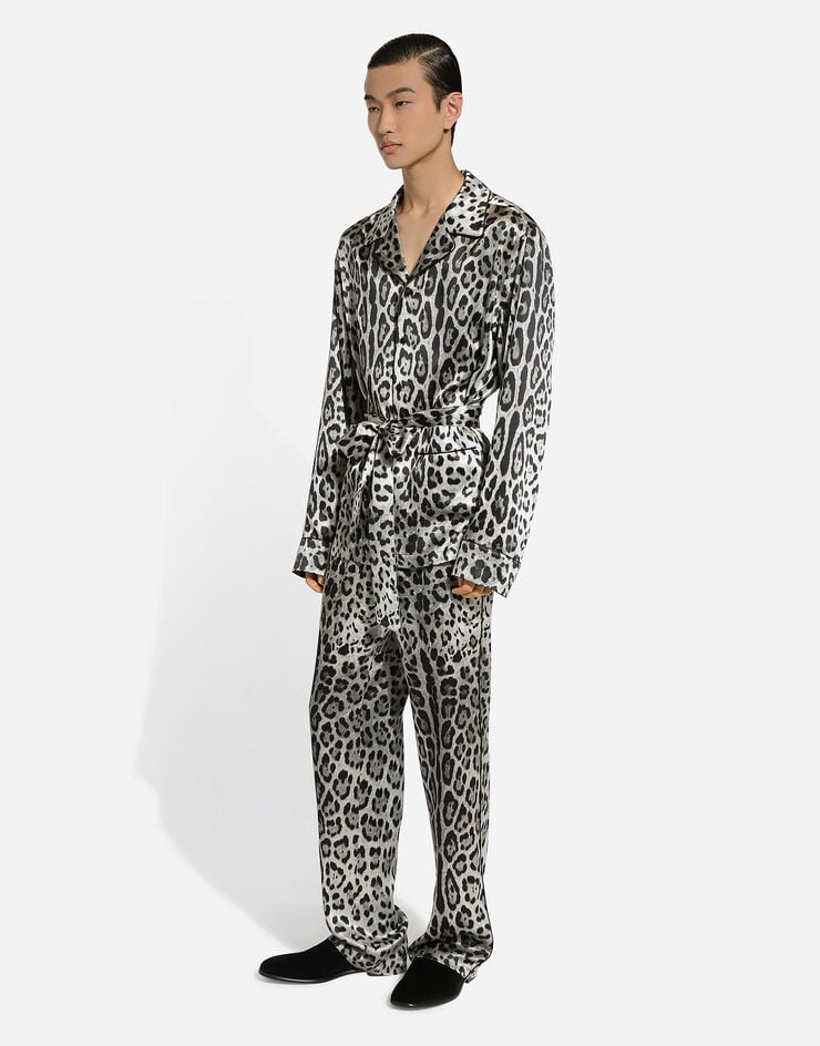 Dolce & Gabbana Pantalón de raso con estampado de leopardo Ofertas especiales