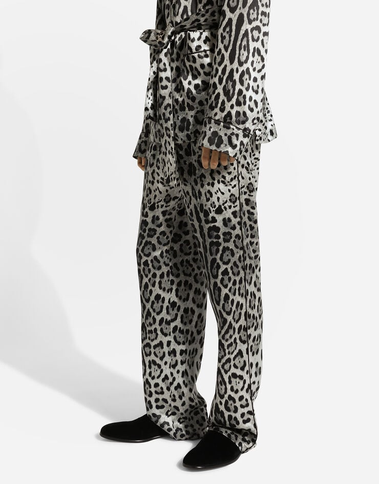 Dolce & Gabbana Pantalón de raso con estampado de leopardo Ofertas especiales