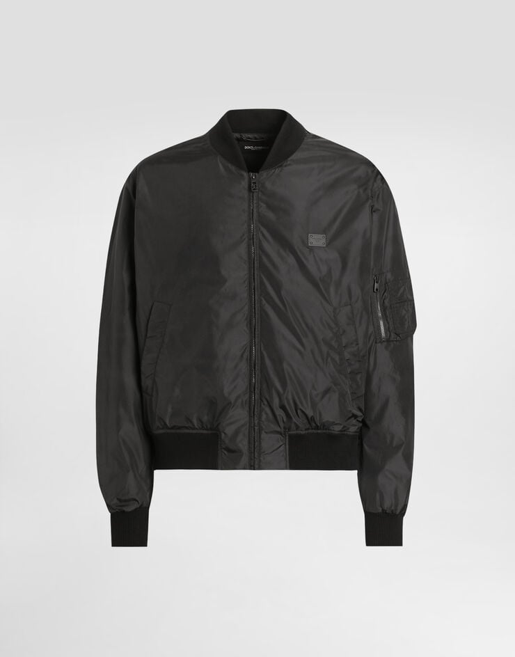Dolce & Gabbana Bómber acolchada de tejido técnico con placa