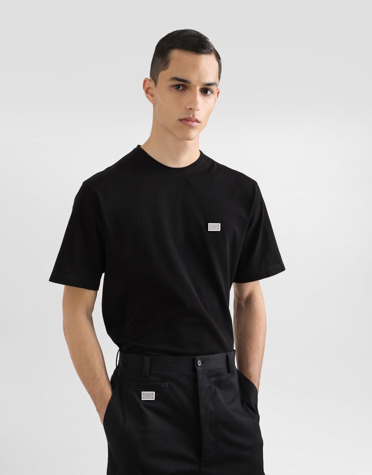 Dolce & Gabbana Camiseta de algodón con placa Devoluciones gratuitas