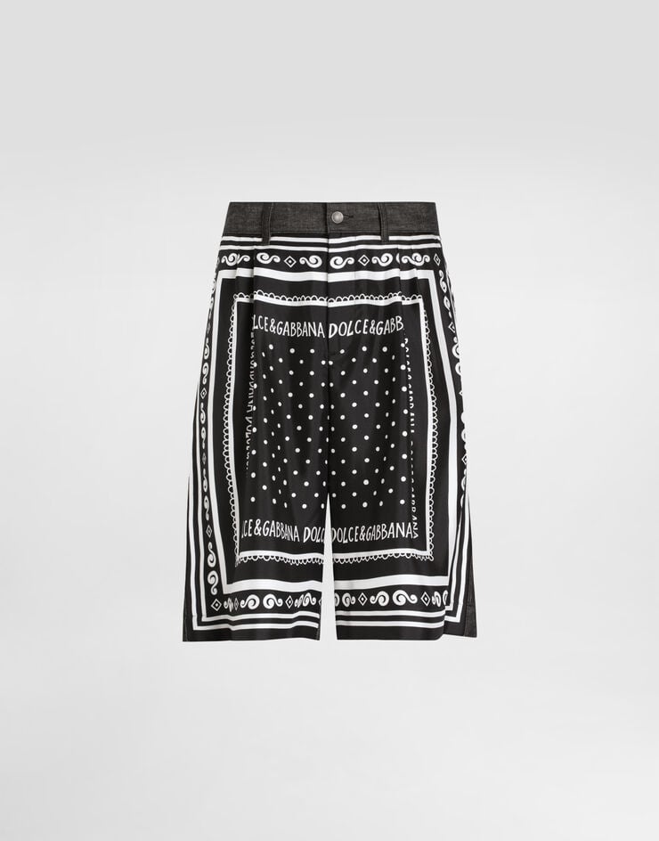 Dolce & Gabbana Bermudas de denim y seda estampada