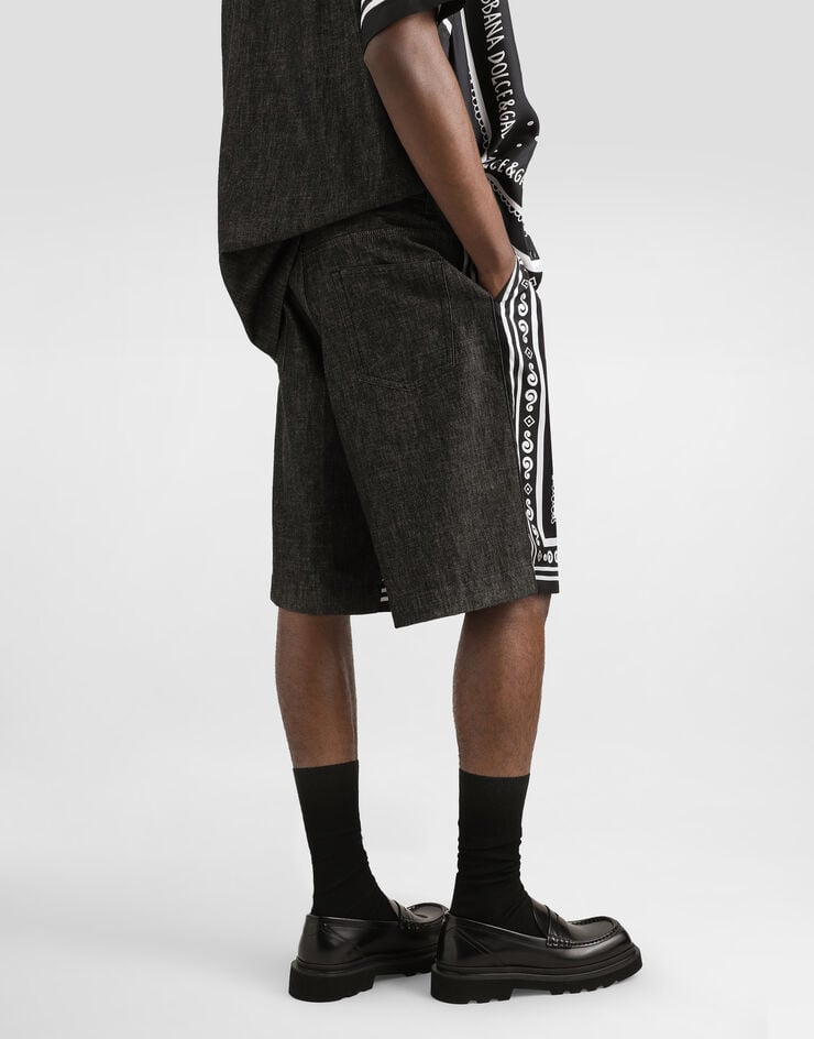 Dolce & Gabbana Bermudas de denim y seda estampada Ofertas