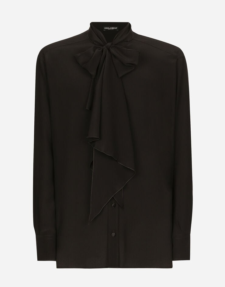 Dolce & Gabbana Camisa oversize de seda con chalina en el cuello