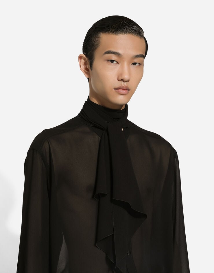 Dolce & Gabbana Camisa oversize de seda con chalina en el cuello Mejor oferta