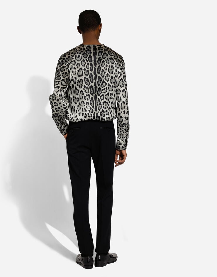 Dolce & Gabbana Camisa de seda con estampado de leopardo y detalle de lazada Envío gratis