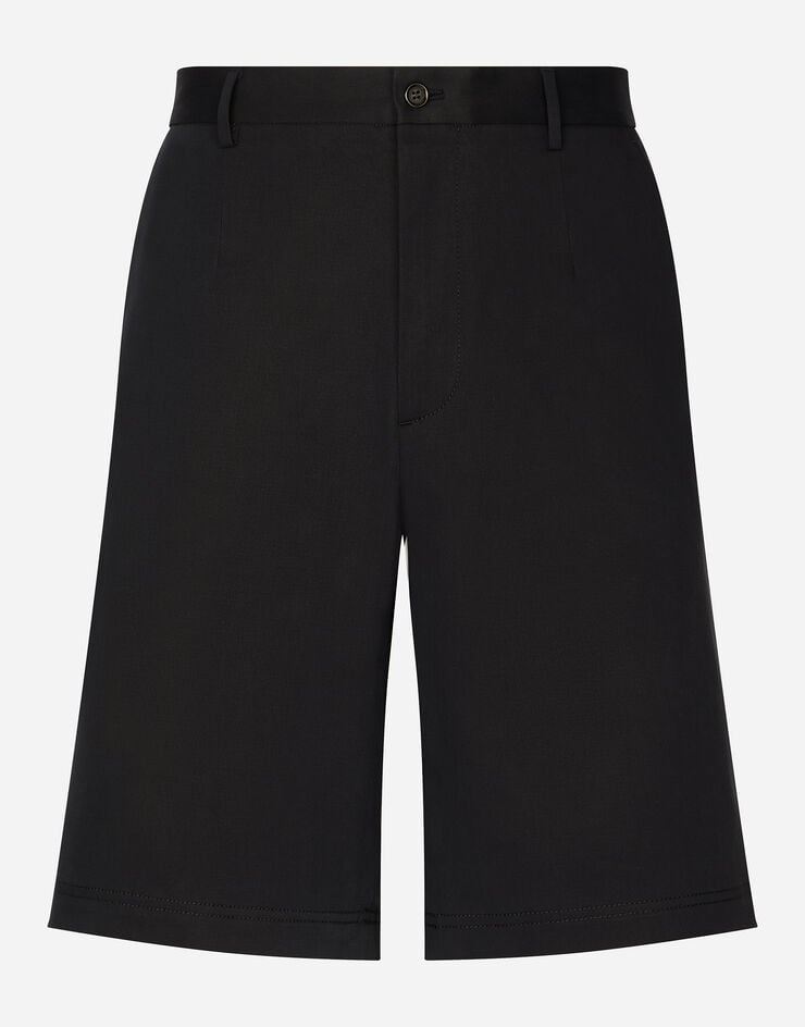 Dolce & Gabbana Bermudas de algodón elástico con placa con logotipo