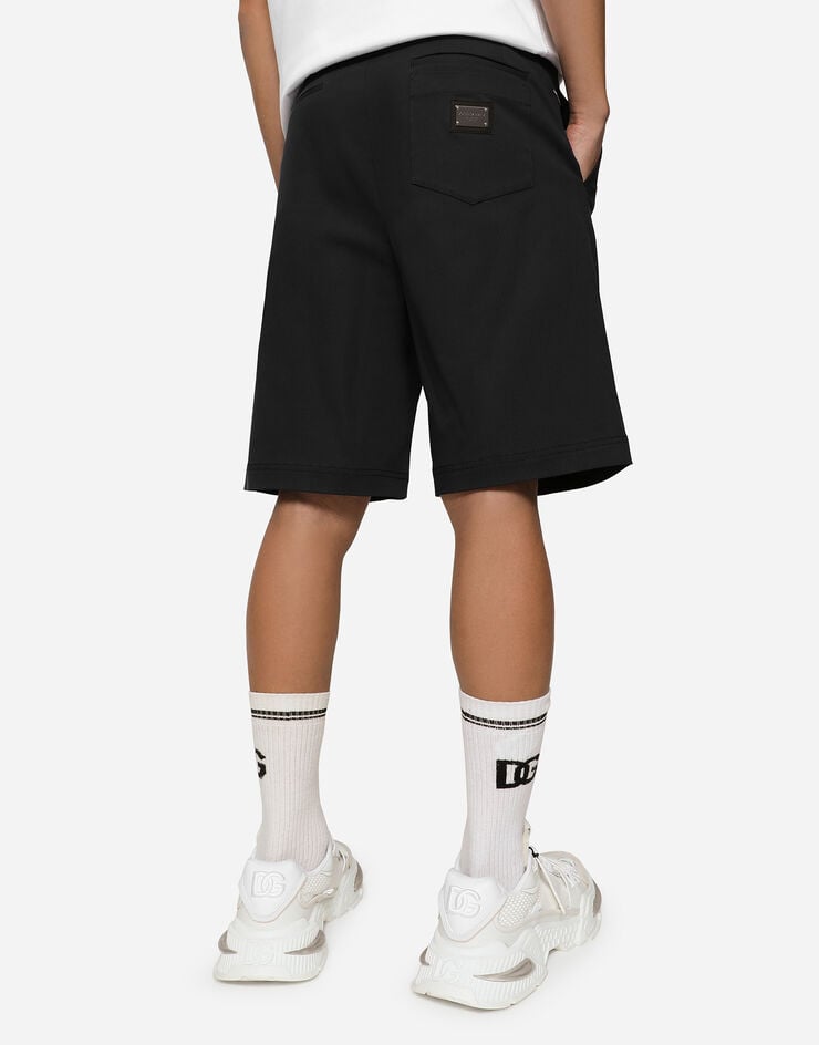 Dolce & Gabbana Bermudas de algodón elástico con placa con logotipo Último día
