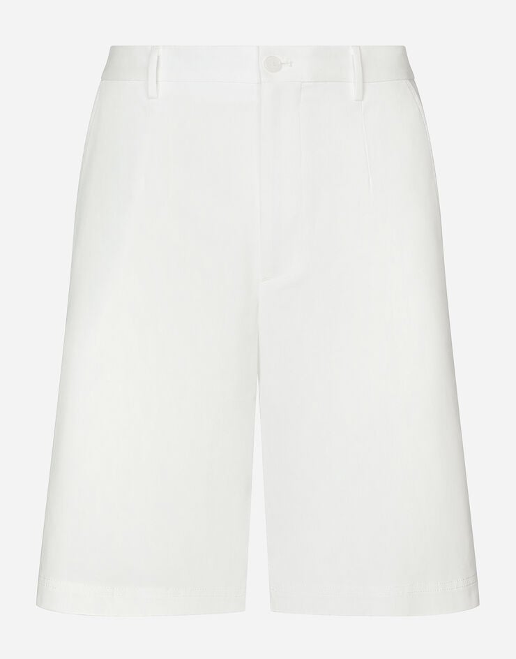 Dolce & Gabbana Bermudas de algodón elástico con placa con logotipo