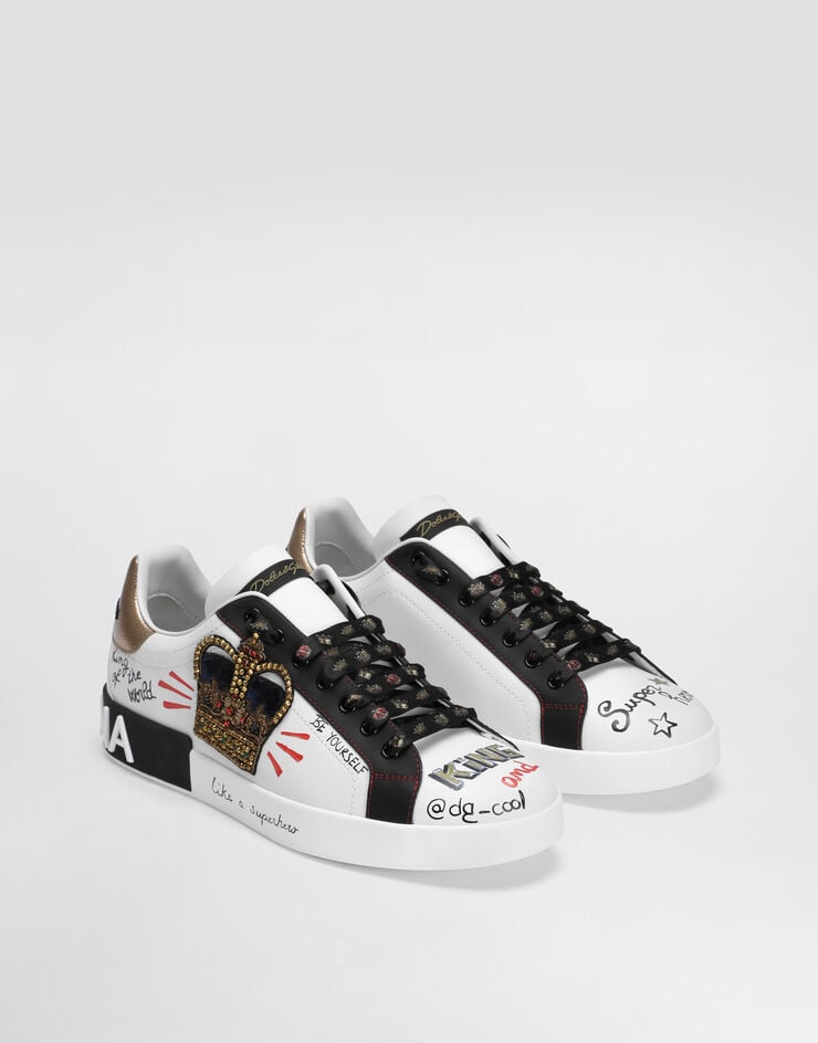 Dolce & Gabbana Zapatillas Portofino de becerro curtido estampado con parche Descuentos del mes