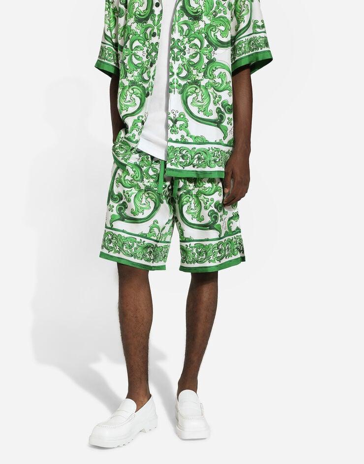 Dolce & Gabbana Bermudas de chándal de seda con estampado Maiolica Descuento por venta flash