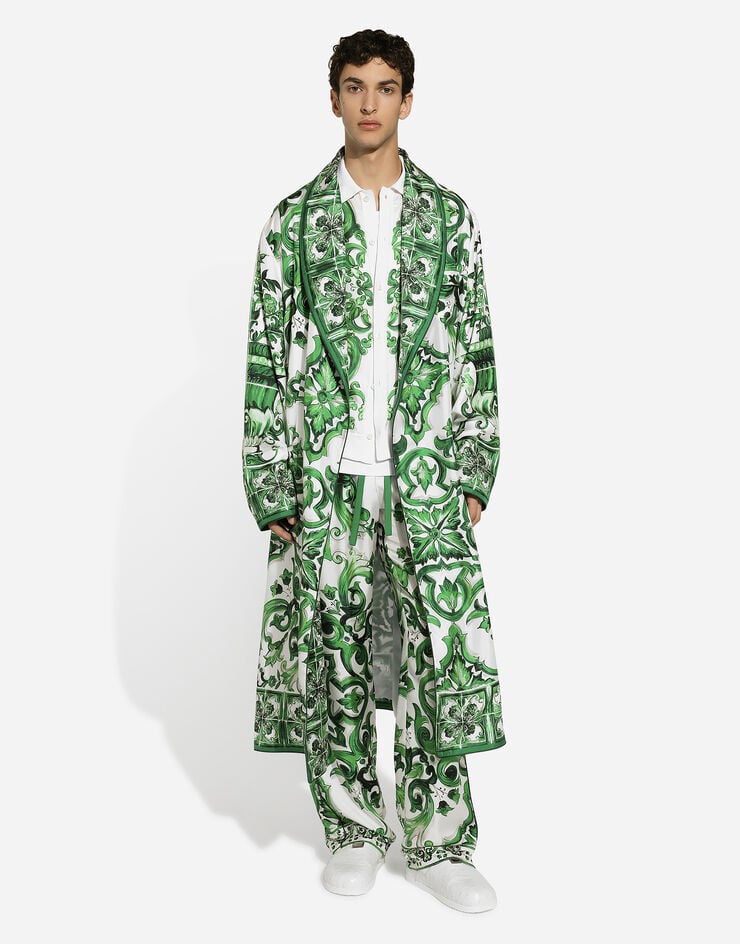 Dolce & Gabbana Camisa oversize de tejido y seda con estampado Maiolica Ofertas especiales