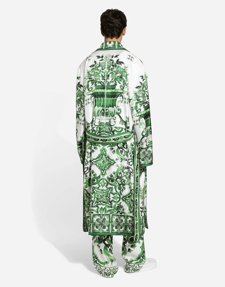 Dolce & Gabbana Camisa oversize de tejido y seda con estampado Maiolica Ofertas especiales
